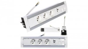 Simon 480 Listwa zasilająca na 3 gniazda + 2 gniazda USB (typ A + typ C) biała