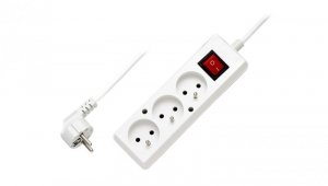 Przedłużacz z wyłącznikiem 3-gniazda z/u 10A 3m /OMY 3x1/ biały PS-370WS T-106110