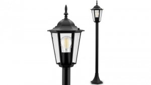 Lampa Ogrodowa Zewnętrzna E27 SŁUPEK LATARNIA 1m Czarna BELLIS LUMILED