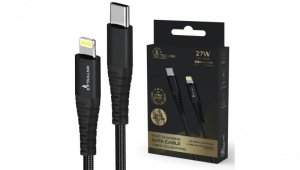 Kabel USB-C - Lightning 27W, 200cm Extralink Smart Life USB Type-C to Lightning Cable Braided Czarny
