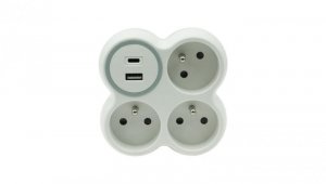 Rozgałęźnik trzykrotny 3x gniazda z/u 1xUSB A 1xUSB C R-31WS/S/B W-72009