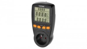 Watomierz cyfrowy LCD gniazdkowy licznik zużycia energii elektrycznej (do gniazdek typu 2P+Z) czarny VIRONE