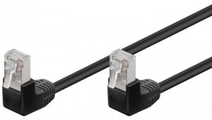 CAT 5e Kabel łączący 2x 90 pod kątem,F/UTP, Czarny - Długość kabla 0.25 m