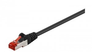 CAT 6 Kabel łączący, S/FTP (PiMF), czarny - Długość kabla 0.5 m