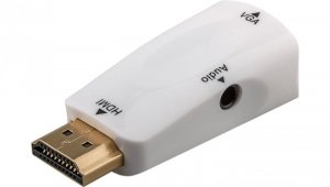 Kompaktowy adapter HDMI™/VGA z audio, pozłacany