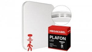 Lampa sufitowa plafon LED 36W kwadrat zimna barwa + CZUJNIK RUCHU CX-33 MEGAKABEL