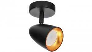 Pojedyncza punktowa oprawa sufitowa typu spot OVO 1 Black Gold, listwa, IP20, GU10, czarna, pierścień złoty EDO777237 EDO