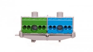 Listwa zaciskowa PE i N na szynę 80 A 2x(1x25mm + 4x4mm2) niebiesko-zielona FC PN 10 26001206