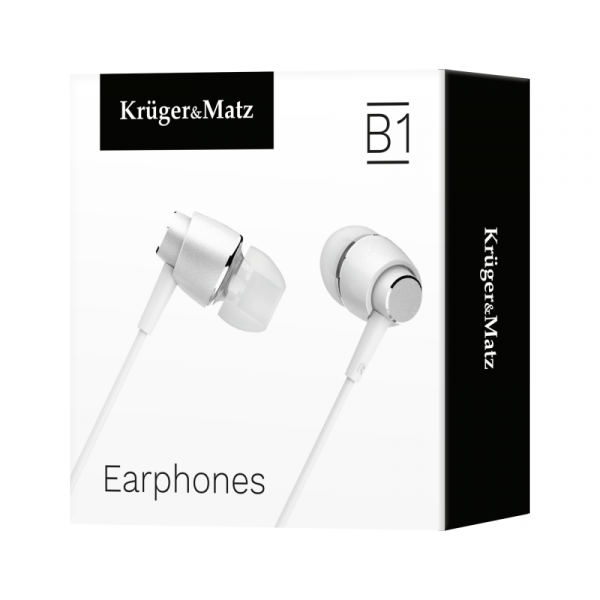 Słuchawki dokanałowe z mikrofonem Kruger&amp;Matz B1 białe