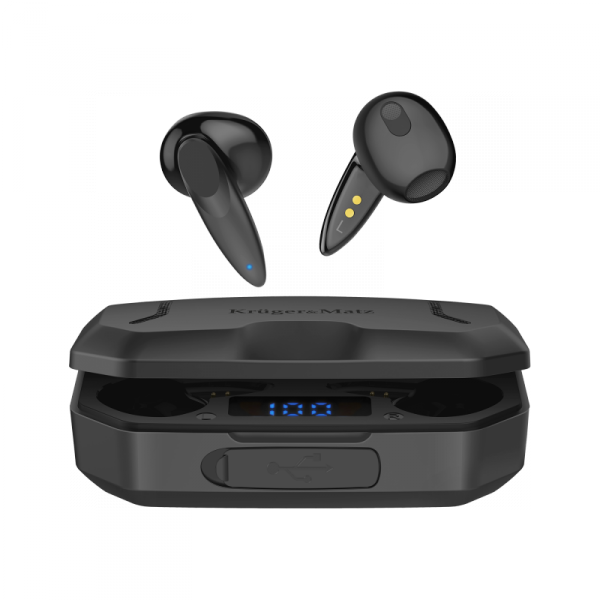 Bezprzewodowe słuchawki douszne z power bankiem Kruger&amp;Matz M6 - kolor czarny
