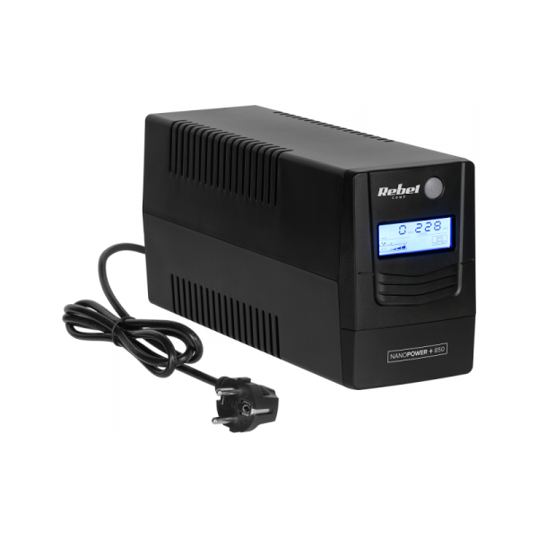 Zasilacz awaryjny komputerowy UPS REBEL model Nanopower Plus 850 ( offline, 850VA / 480W , 230 V , 50Hz , LCD , USB , RJ45 )