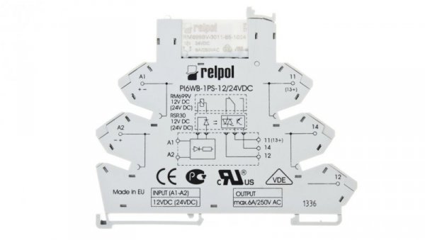 Przekaźnik interfejsowy 1P 6A 24V DC AgSnO2 PIR6WB-1PS-24VDC-R SZARE 857485