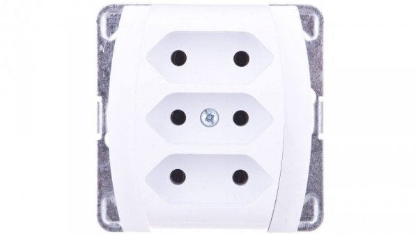 GAZELA Gniazdo potrójne b/u 2,5A EURO białe GP-3J/m/00