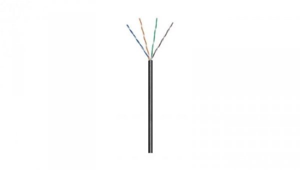 Kabel Skrętka Kat 5e UTP Drut 100m Czarna Zewnętrzna CCA
