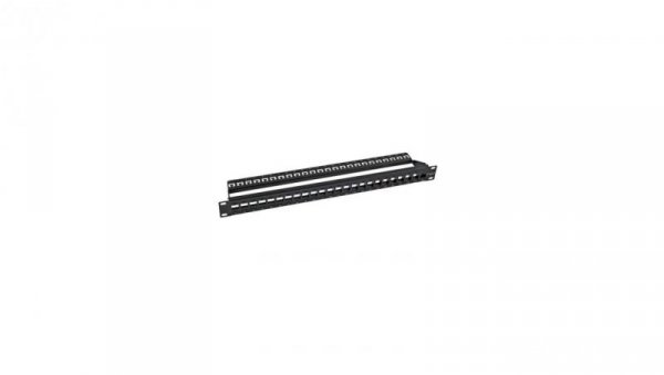 Patch Panel 24 porty 1U otwarty do modułów Keystone, czarny