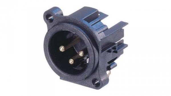 NEUTRIK Wtyk mikrofonowy XLR (3-pin) montażowy do obudowy czarny NC3MAH