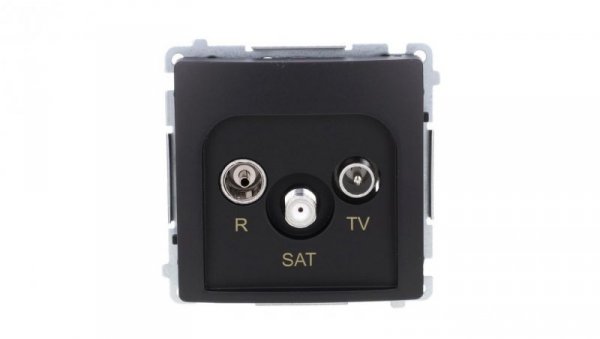 Simon Basic Gniazdo antenowe R-TV-SAT przelotowe (moduł), 1x wejście: 5 MHz–2,4 GHz czarny BMZAR-SAT10/P.01/49