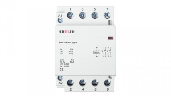 STYCZNIK MODUŁOWY 40-40 230V 40A 3P 4Z 3-FAZ 40A 4NO SM4 63-40-230V