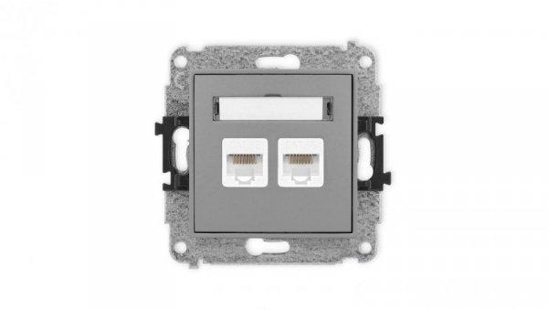 ICON Mechanizm gniazda komputerowego podwójnego 2xRJ45, kat. 5e, 8-stykowy szary mat 27IGK-2
