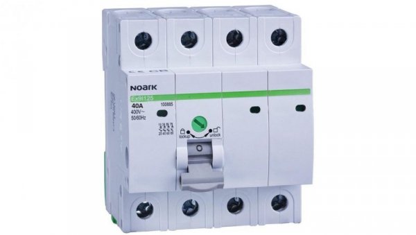 Rozłącznik izolacyjny 40A 3-biegunowy 4P (400V AC) 4-modułowy z blokadą OFF NOARK