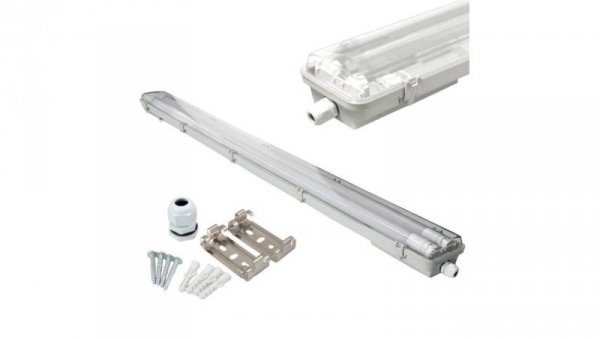 Oprawa sufitowa hermetyczna 120cm lampa 230V z tubami LED 2x36W (nano PC) 3600lm IP65 barwa zimna CW
