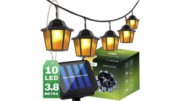 Girlanda Solarna 10xLED Latarenka 3.8m 3000K Ciepła ARIA LUMILED