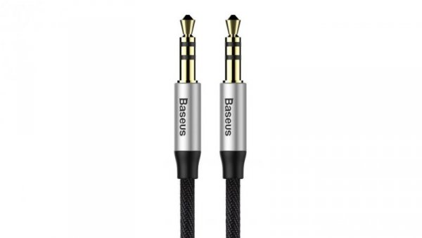 Baseus Yiven M30 kabel audio stereo AUX 3,5 mm męski mini jack 1,5m srebrno-czarny (CAM30-CS1)
