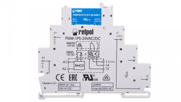 Przekaźnik interfejsowy 1Z 6A 24VAC/DC AgSnO2 PIR6W-1PS-24VAC/DC-O 857212