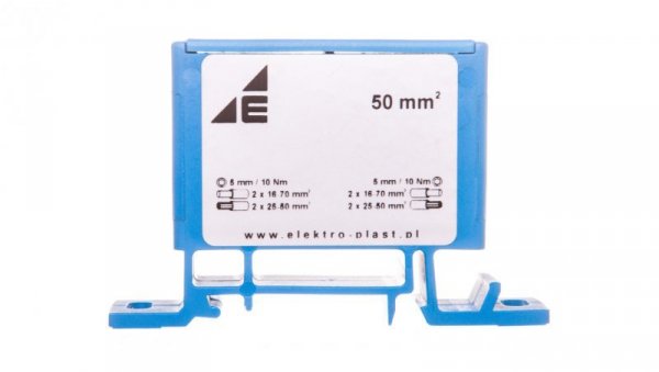 Blok rozdzielczy-odgałęźny 1-polowy CU 16-50mm2 niebieski montaż płaski i na szynę TH ZP50 Cu / n 48.51