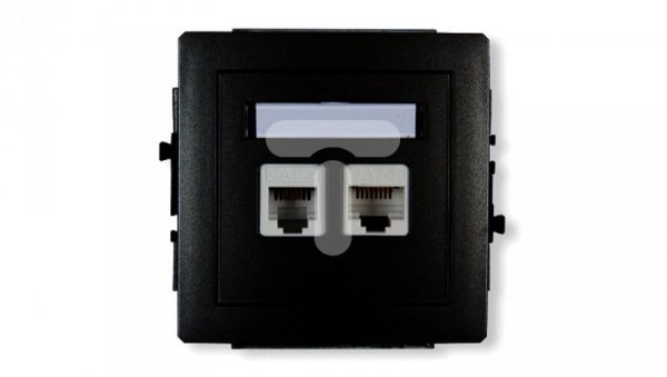 DECO Gniazda telefoniczne pojedyncze 1xRJ11 + komputerowego pojedynczego 1xRJ45, kat. 5e, 8-stykowy, beznarzędziowe czarny mat 1