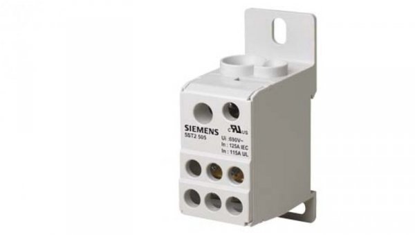 Blok rozdzielczy 125A 1P 690V 1x10-35mm2 1x6-16mm2 6x2,5-16mm2 DIN 5ST2505