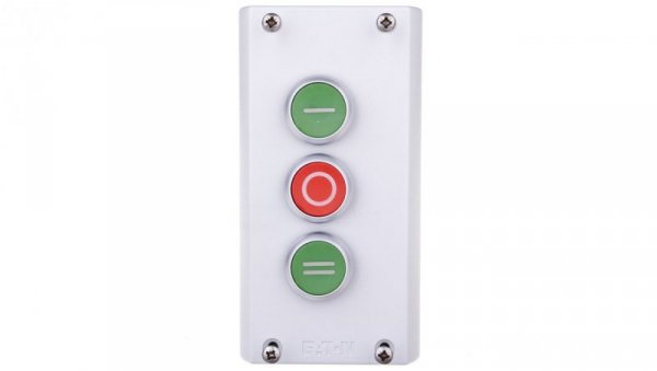 Kaseta sterownicza 3-otworowa z przyciskami zielony/czerwony/zielony IP65 M22-I3-M1 216532