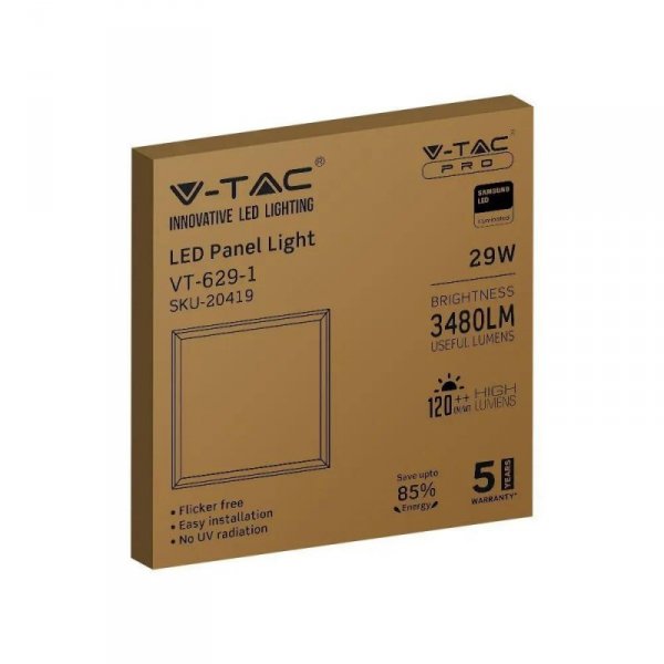 Panel LED V-TAC 29W 600x600 SAMSUNG CHIP 120Lm/W VT-629-1 4000K 3480lm 5 Lat Gwarancji
