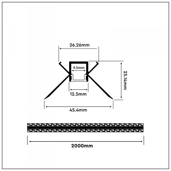 Profil Aluminiowy V-TAC 2mb Anodowany, Klosz Mleczny, Do gipsowania, Narożny wewnętrzny VT-8104