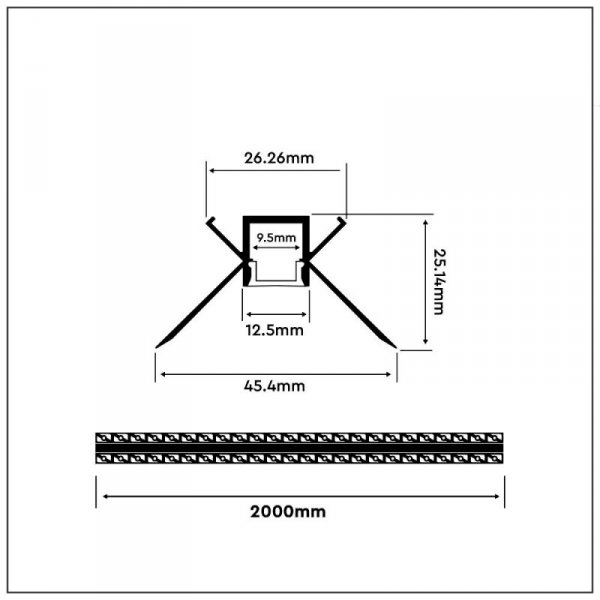Profil Aluminiowy V-TAC 2mb Anodowany, Klosz Mleczny, Do gipsowania, Narożny wewnętrzny VT-8104