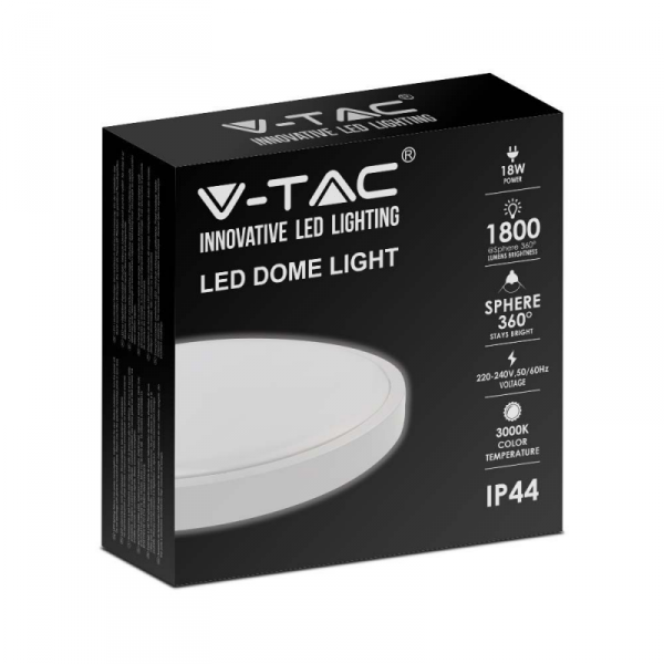 Plafon V-TAC 18W LED Okrągły IP44 23cm Biały VT-8618W-RD 4000K 1800lm