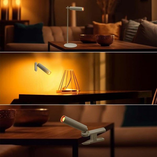 Lampka Biurkowa V-TAC 4w1 37cm Kinkiet Klips Latarka 3W LED Biała VT-7413 4000K 300lm