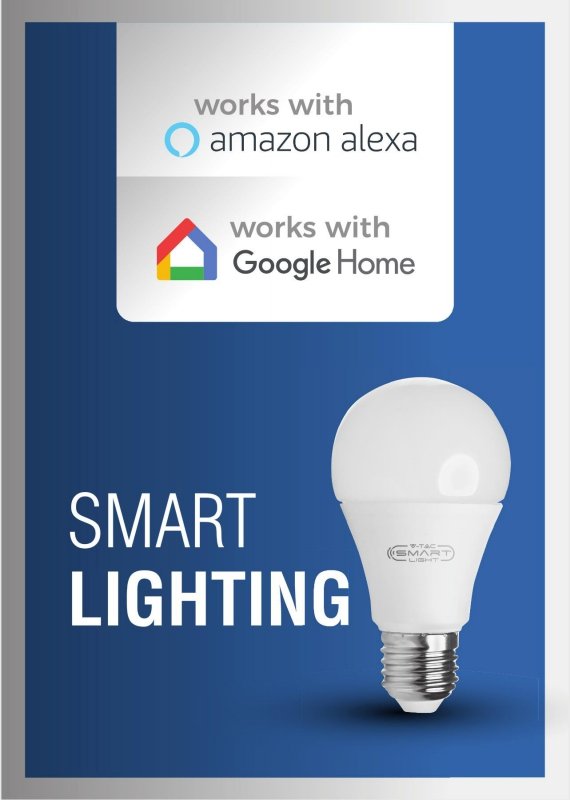 Żarówka LED SMART WiFi V-TAC 9W E27 A65 Amazon Alexa Google Home VT-5010 3000K 800lm
