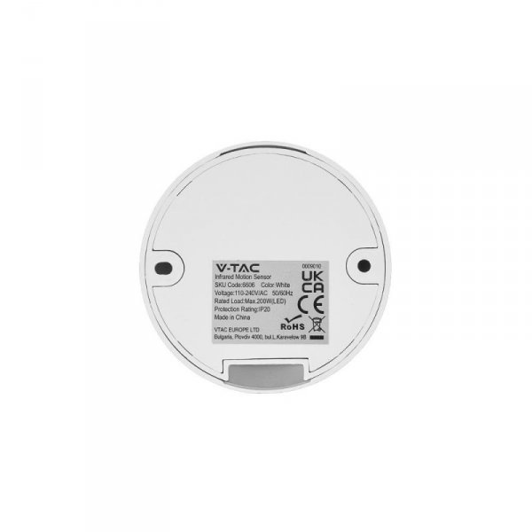 Czujnik Ruchu 360st Sufitowy fi76 Biały V-TAC VT-8091