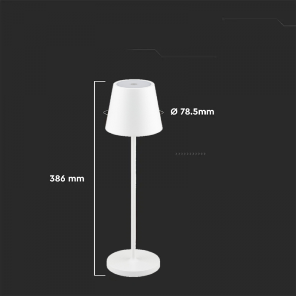 Lampka Biurkowa Nocna V-TAC 2W LED Ładowanie Ściemnianie IP54 Biała VT-7522 3000K 200lm