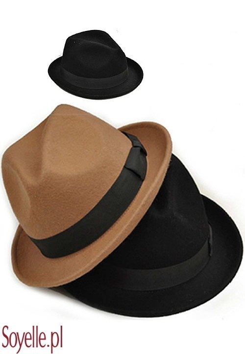 FEDORA filcowy kapelusik z kokardą, czarny