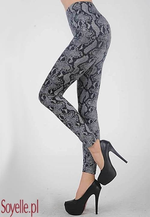 GREY SNAKE legginsy imitujące skórę węża szaro-czarne