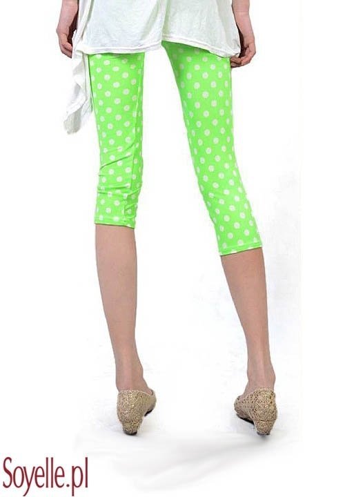 VITTORIA krótkie legginsy w groszki, neony, zielone jasne