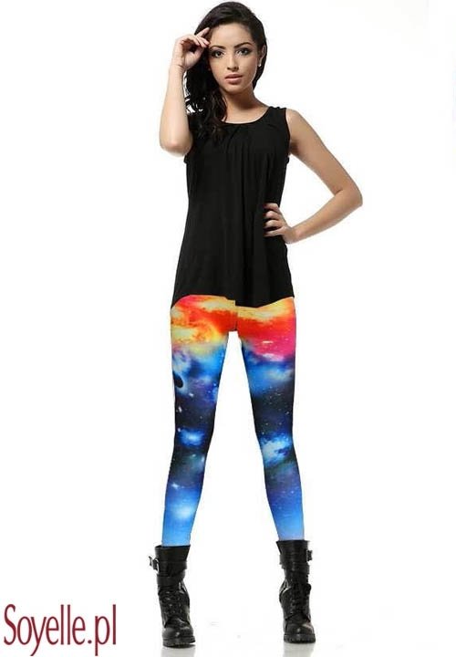 GALAXY TĘCZA modne legginsy w kosmiczne wzory, tęczowe, kosmos