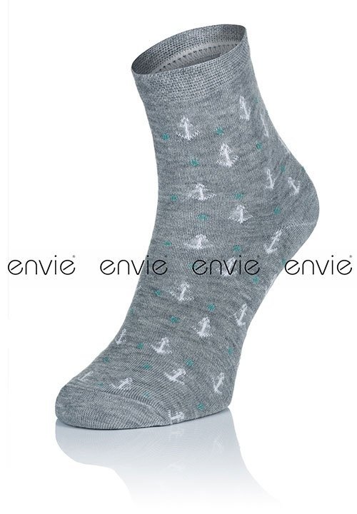 ENVIE DF24 GREY szare skarpetki w kotwice, bawełna z elastanem