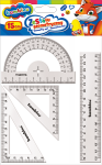 ZESTAW GEOMETRYCZNY BAMBINO 4w1 LINIJKA 15 CM EKIERKA KĄTOMIERZ