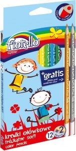 Kredki FIORELLO Super Soft 12 kol. + 2 gratis 