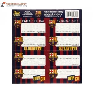 NAKLEJKI NA ZESZYT FC BARCELONA NALEPKI PAPIEROWE SZKOLNE BARCA 8 sztuk