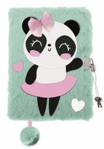 Pluszowy PAMIĘTNIK PANDA zamykany na kłódeczkę