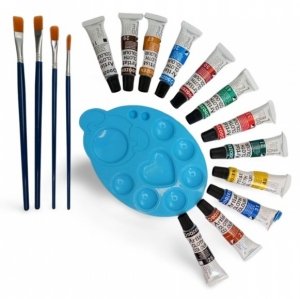 FARBY DO MATERIAŁU TKANIN 12 KOLORÓW + PĘDZLE 1155